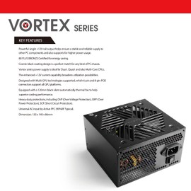RAIDMAX Vortex 500/600/700/800watts 80+ Certified Standard and Bronze and Gold ATX Power Supply, Continuous Power with 120mm Quiet Fan, ATX 12V V2.3/EPS 12V Active PFC Power Supply (700, Watts)