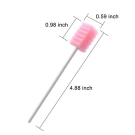 100 Pcs Disposable Mouth Swabs Sponge, BVN Oral Swabs, Oral Care Swabs Disposable, Mouth Swabs, Unflavored and Sterile Disposable Dental Swabsticks for Mouth Cleaning, Sawtooth-Shaped Pink.