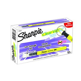 Sharpie Clear View Highlighter Stick, Yellow, Box of 12 (1950447)