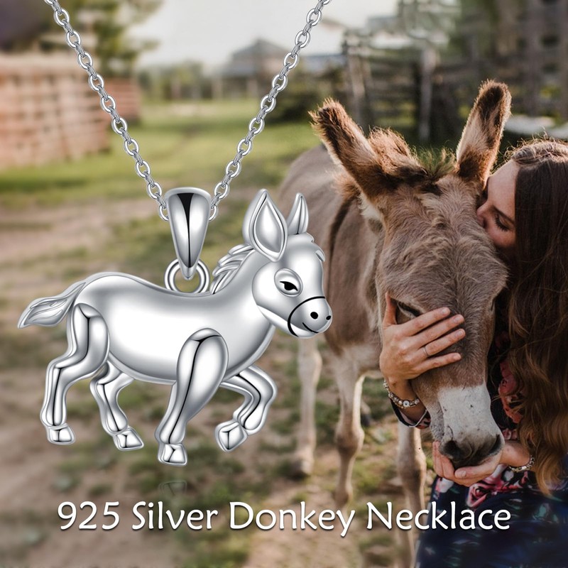 JERWLI Donkey Necklace 925 Sterling Silver Donkey Pendant Jewelry Gifts