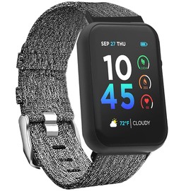Lamshaw Compatible for ITOUCH AIR 4 Bands, 24mm Breathable Nylon Woven Fabric Replacement Accessory Strap Compatible with ITOUCH AIR 4 41mm / 46mm / Air 3 44mm Smartwatch (Gray)