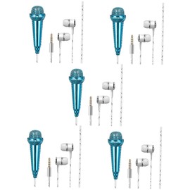 Generic 5pcs Portable Singing Microphone for Phone Tiny Wired Mic for Podcasting Live Streaming Recording Lightweight Compatible Song Apps Devices Easy to Use Miniature Audio Tool