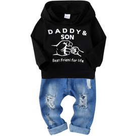 WESIDOM Toddler Boy Clothes,Long Sleeve Printing Hoodie+Jeans Pants Toddlers Boys Outfits Set 1-6Y Kids Clothing