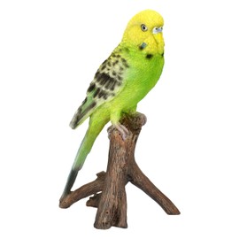 Figuren Shop GmbH Budgie Yellow Green Garden Ornament - Lifelike Bird Figurine by HotAnt, 16.5 cm Height, Weatherproof & Hand Painted
