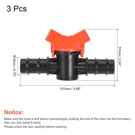sourcing map Ball Valve 19mm Barb Connector Shut Off Switch Plastic for Irrigation Drip Tube 3 Pack