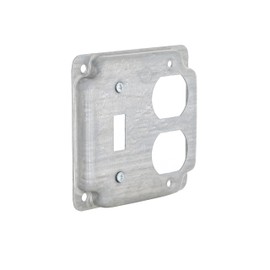 Hubbell-Raco 906C 1 Duplex Receptacle and Toggle Switch 4-Inch Square Exposed Work Cover, Steel