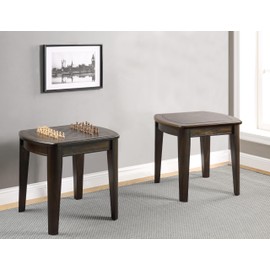 Steve Silver Diletta, Medium Cherry, Chess Game, Reversible Top, Multi-Functional, Dark Walnut Finish End Table, 24" L x 24" W x 24" H