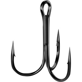 Classic Fishing Treble Hooks, 100pcs Round Bend Hooks Barbless Treble Hooks Wide Gap High Carbon Steel Hooks for Lures Baits Size 1/0-14# Black