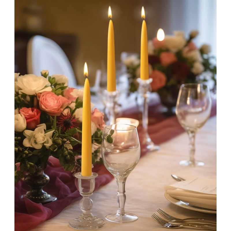 24 Packs Natural Beeswax Taper Candles 8 inch Beeswax Candles