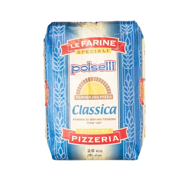 Classica, Tipo 00 Double Zero Flour, for Pizza, Bread, Pastas, and more, All Natural, Unbleached, Unbromated, No Additives, Formulated for a 8+ hour rise, (25 kg) 55 lbs by Polselli