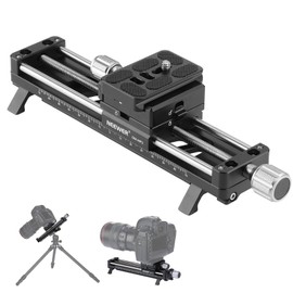 NEEWER 140mm Macro Focusing Rail, Macro Rail Slider with 360° Rotation, 4 Directional Locking, Retractable Feet, Acra Type QR Plate, 1/4" & 3/8" Screw for Macro Photography Close Up Shooting, GM-MP2