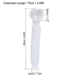 MECCANIXITY Bathtub Drain Pipe Expandable Adjustable Drain 28cm Tubing Flexible Drainage Hose for Bathroom Shower, White Pack of 1
