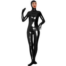 VSVO Shiny Spandex Open Face Full Bodysuit Zentai Costume (XX-Large, Black)