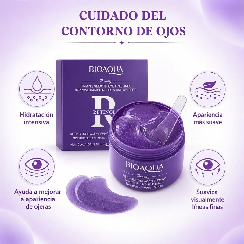 Bioaqua 80 Parches Ojos Retinol Colágeno Ojeras Bolsas