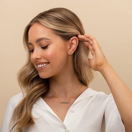 PAVOI 14K Gold Plated Crystal Birthstone Bar Necklace | Dainty Necklace | Gold Necklaces for Women | November