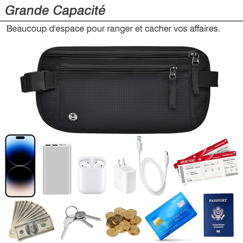 SPOKKI Secure Travel Waist Bag, black, Belt bag