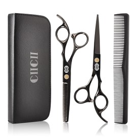 Hair Cutting Scissors Shears Kit, CIICII Professional Hairdressing Scissors Set (Hair Beard Trimming Shaping Grooming Thinning Shears) for Men Women Pets Home Salon Barber Cutting Kit
