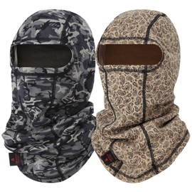 LANLFY 2PCS FR Face Mask with Neck Protection Fire Resistant Balaclava for Woodworking Grinding Metal Work ANSI Certified Comfort Fit Adjustable Design Camo/Paisley One Size
