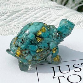 Turtle Shaped Stone Ornament, Creative Tabletop Decoration, Home Decor, Best Gifts - Color: Blue., Pattern: turtle
