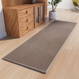 AREDO Runner Rug with Non Slip Rubber Backing, Washable Soft Floor Carpet for Kitchen, Hallway, Entryway Indoor, Bedroom, Laundry, Low Pile Area Rugs, Solid color with Pointillism style, 2*6 ft BROWN