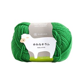 Yokota Daruma 01-5140 Soft Lambs Yarn, Wool Blend, Medium, Col. 40 Vivid Green, 1.1 oz. (30 g), Approx. 112.6 yd. (103 m)