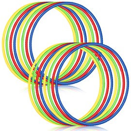 Libima 16 Pcs Toy Color Hoop for Kids, Detachable Adjustable Light Weight Plastic Colored Hoops Toy Circles for Party Games, Dance, Dog Agility(32 Inch,Green, Blue, Red, Yellow)
