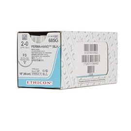 Ethicon PERMA-HAND Silk Suture, 685G, Natural Non-absorbable, FS (26 mm), 3/8 Circle Needle, Size 2-0, 18'' (45 cm)