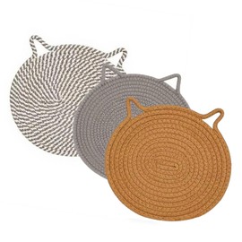 7.87 Inch Heat Resistant Hot Pads for Kitchen, Cat Ear Large Coaster Trivet Set, Hot Plate Mats for Kitchen Countertops (3 pc)