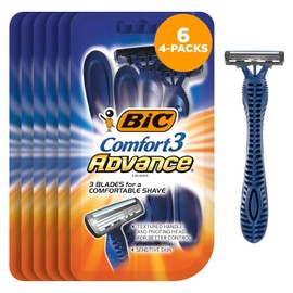 BIC Comfort 3 Advance Maquinilla de afeitar desechable de 3 hojas, 4 unidades, paquete de 6 (24 cuchillas)