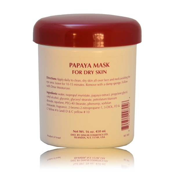 Dinur Cosmetics PAPAYA MASK for NORMAL/DRY skin 16 oz, 450 ml.