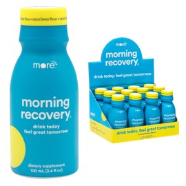 More Labs Morning Recovery Electrolyte, Milk Thistle Drink Proprietary Formulation to Hydrate While Drinking for Morning Recovery, Highly Soluble Liquid DHM, Original Lemon, Pack of 12