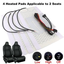 Unbranded/Generic 4 Pads Hi-Off-Lo Level Carbon Fiber Car Seat Heater Heated Warmer Universal F9Q3