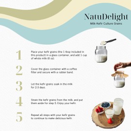 NatuDelight, 1 TBSP Live Active Milk Kefir Grains, Natural Probiotic Culture Fresh for Homemade Kefir, Pajaritos Bulgaros de Leche.