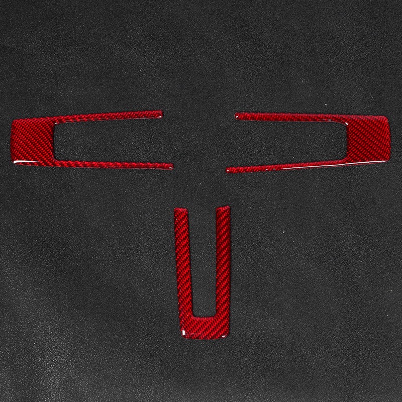 3Pcs Steering Wheel Frame Sticker Carbon Fiber Button Cover Trim