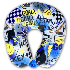 iscream + Corey Paige Designs Silky Fleece 12" Neck Support Pillow - Play Hockey