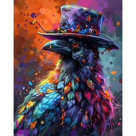 XTXGERL Paint by Number with Brushes Magic Crow Watercolor Paint by Numbers for Adults Drawing Paintwork DIY Paint by Number Kits Art Crafts for Home Wall Decor 16" x 20" (Frameless)