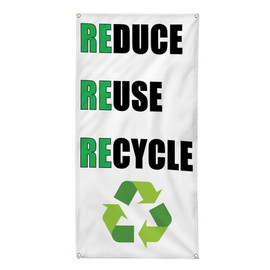 Vertical Vinyl Banner Multiple Sizes Reduce Reuse Recycle Business Outdoor Weatherproof Industrial Yard Signs 4 Grommets 30x12Inches