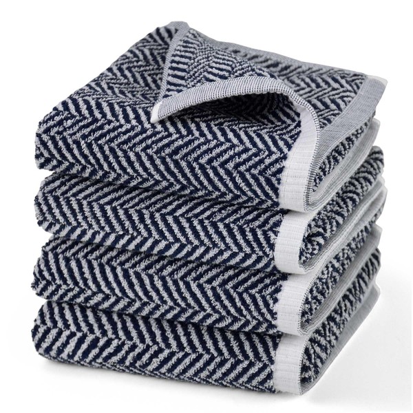 Cleanbear Hand Towels for Bathroom Set of 4 - Herringbone