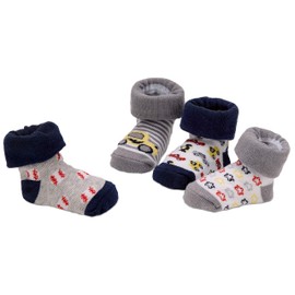 Brubaker 4 Pairs Baby Socks Boys Girls 0-12 Months Fun Sneaker Cars Animals Ruffle Christmas Socks in Gift Box -
