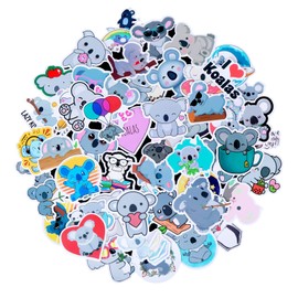 cobee Cute Koala Stickers, 50PCS Cartoon Animal Decals Waterproof Vinyl Decal Koala Bears Decals Teacher Reward Stickers Aesthetic Sticker for Kids Water Bottles Skateboard Guitar