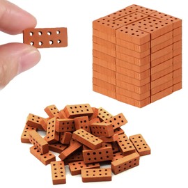 INBOLM 50 Pcs Mini Bricks 8 Hole Building Bricks Small World Toys, Bricks Bricks,Bricks for Garden Model Village for DIY Dollhouse Garden Ornament Home Decor