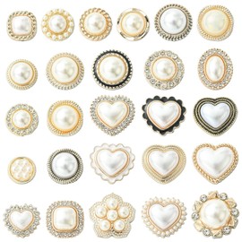 Stiesy - 52 perlas de imitación de plástico ABS, abalorio de resina con botones de espalda plana con borde dorado, adornos de perlas para mujer, accesorios de manualidades, funda de teléfono para