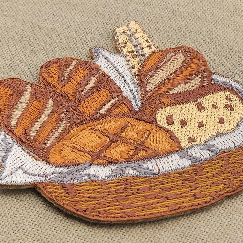 Embroidered Bread Basket Patch for Iron-On or Sew On Iron-On