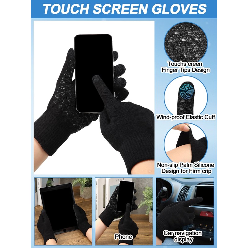 Cuffbow 5 Pcs Winter Beanie Hat Socks Wallet Touchscreen Gloves
