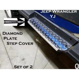 jocartsparts.com Fits Jeep Wrangler YJ Aluminum Diamond Plate Rocker Step Plates Set 1987-95