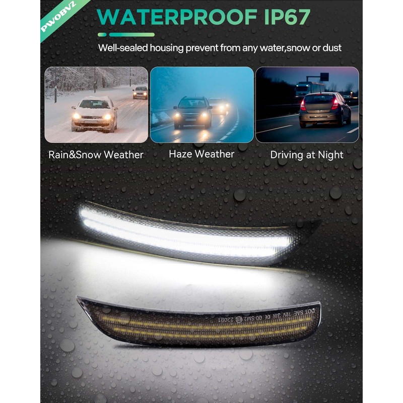 PWOBVZ White LED Side Marker Light for Chrysler 300 2015