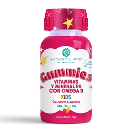 Indigo Life Gomitas Kids Vitaminas y Minerales con Omega 3 Sabor Fresa y Piña 242 gr