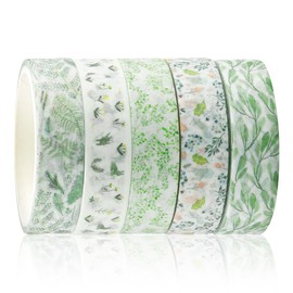 Lotsdonxia 5 Rolls Botanical Washi Tape Set – 10mm Eco-Friendly Vine & Leaf Design Masking Tape for Bullet Journals, Scrapbooking & Gift Wrapping (Vine Series)