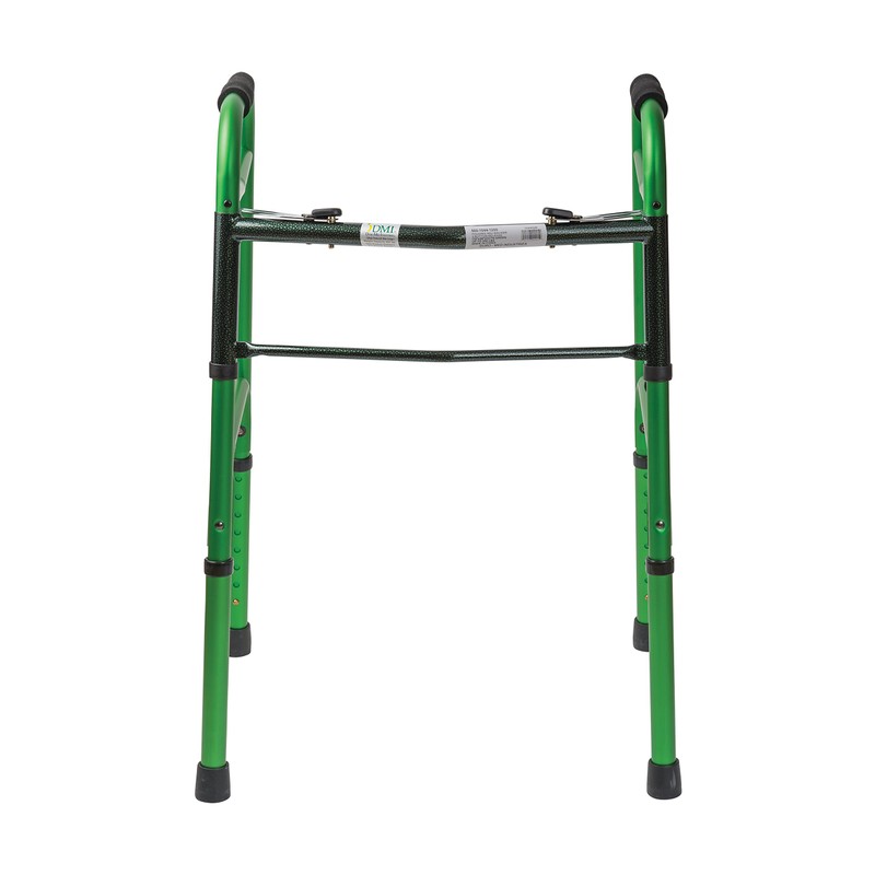 DMI Lightweight Aluminum Folding Walker with Easy Two Button Release,