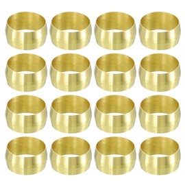 sourcing map 30Pcs Fit for 14mm(9/16") Tube OD Brass Compression Sleeve Ferrules Brass Compression Tube Fitting for Water Oil Air Pipe